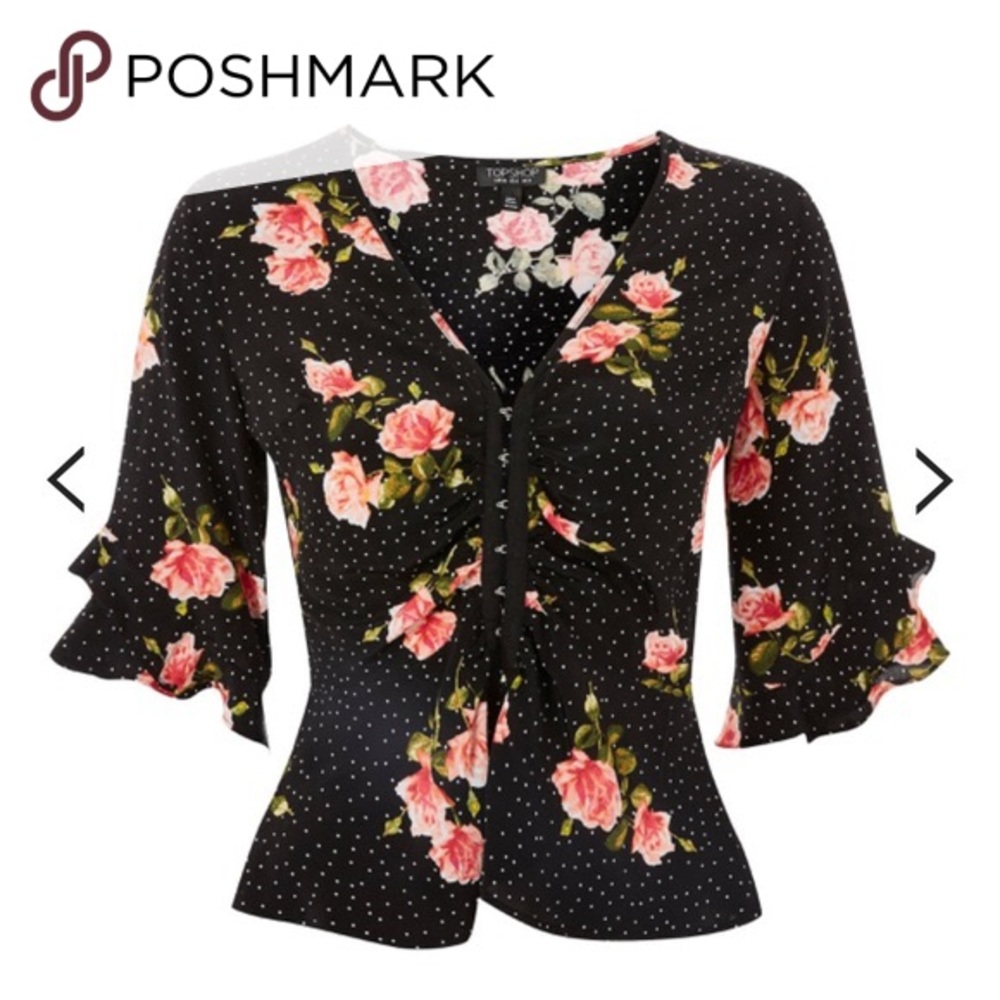 topshop blouse black floral
